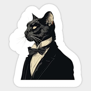 black cat gentleman Sticker